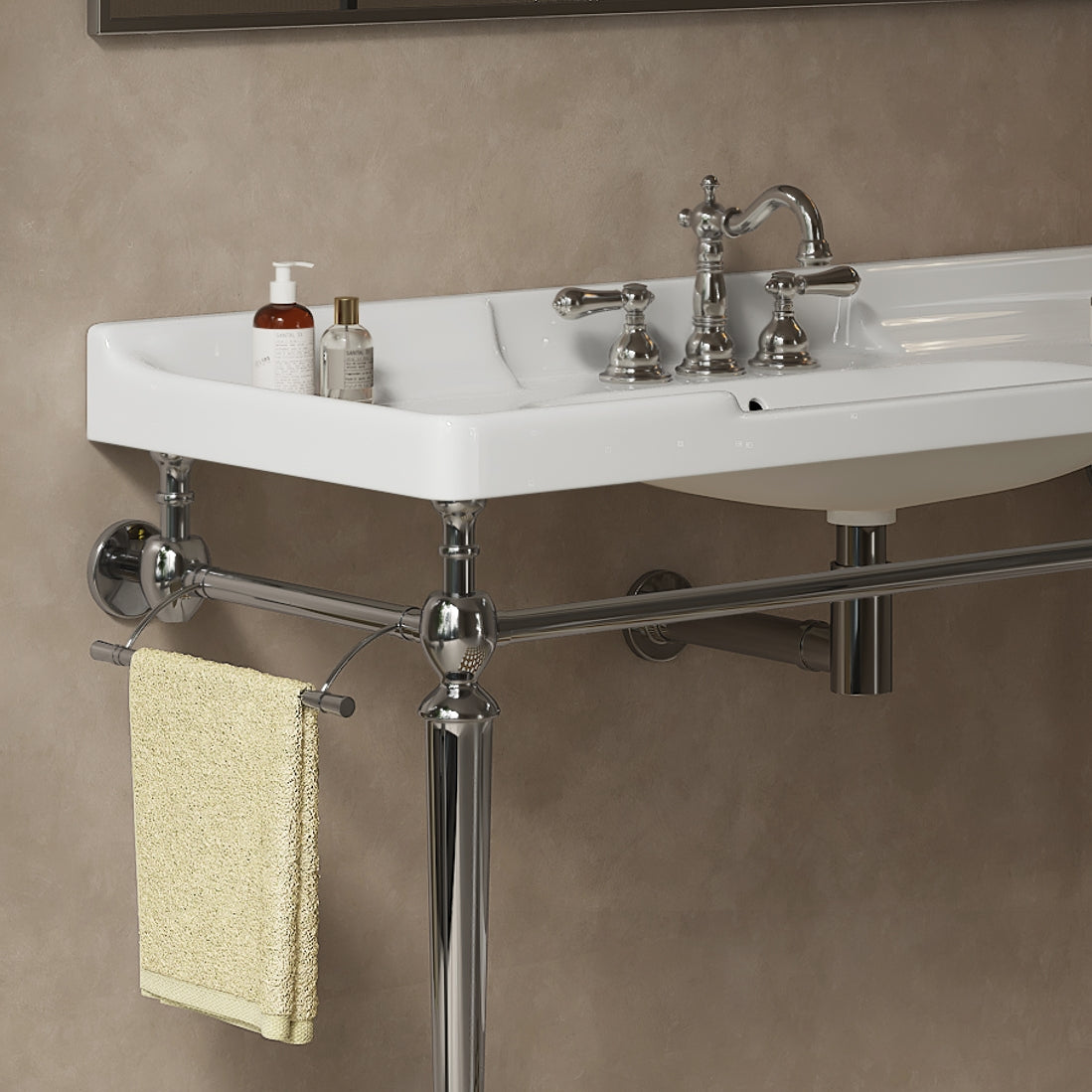 VICI 48" Bathroom Ceramic Basin with 3 Pre-Drilled Holes