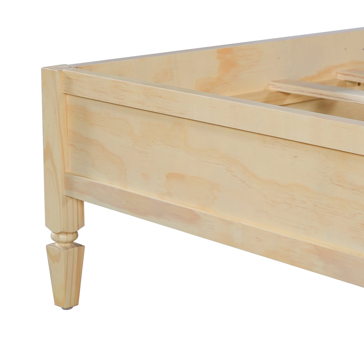 King Size Wood Platform Bed Frame with Classic Panel Headboard