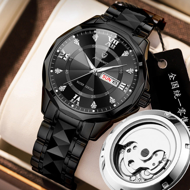 Mens Mechanical Skeleton Transparent-Back Watch