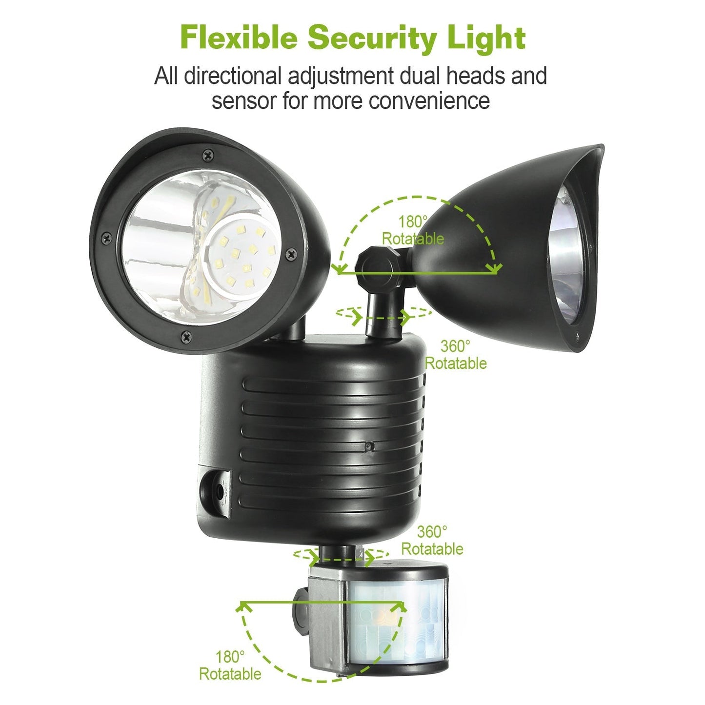 Solar Lights 22LEDs Outdoor Security Lights Motion Sensor IP44 Water-Resistant 360¡ Rotatable Dual Heads Solar Wall Light for Entryways Stairs Yard Ga