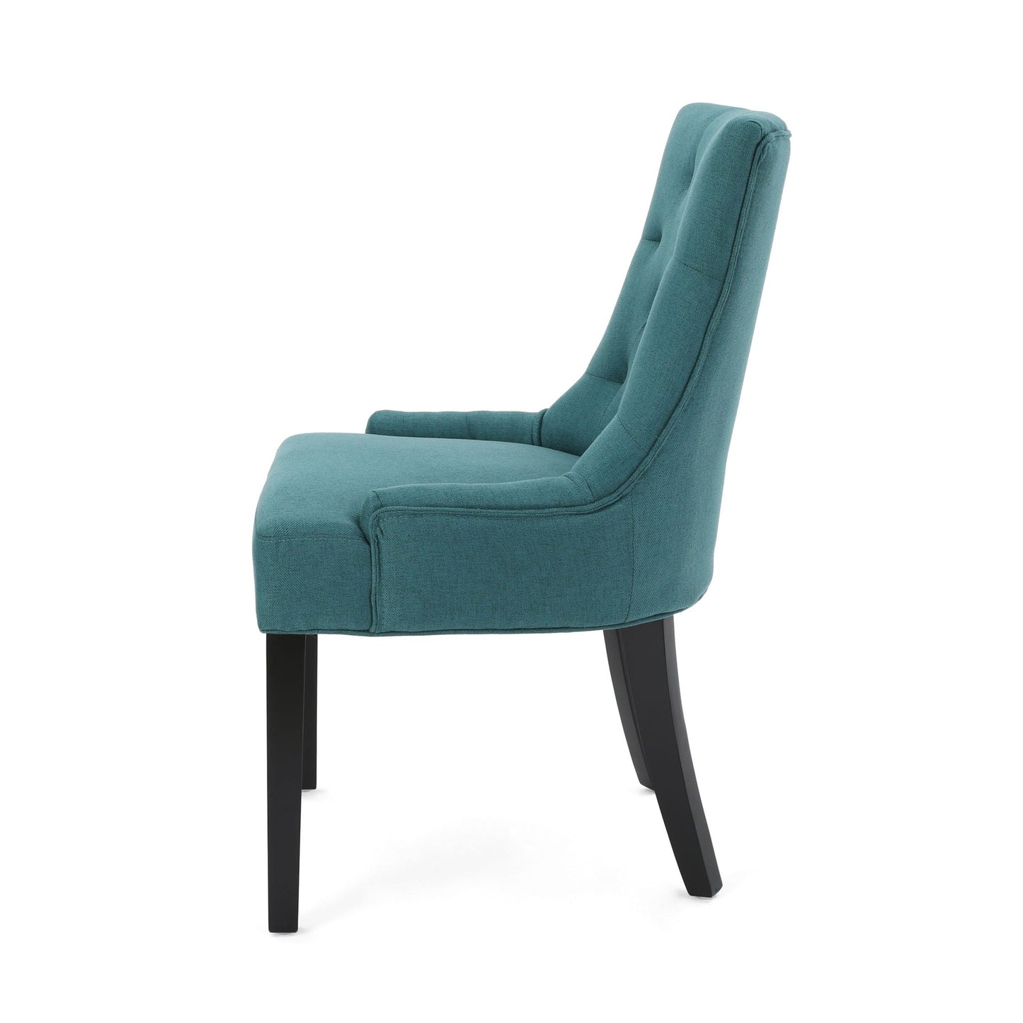 Dining Chair Set of 2 With Upholstered Diamond Tufting And Espresso Birch Legs - Teal