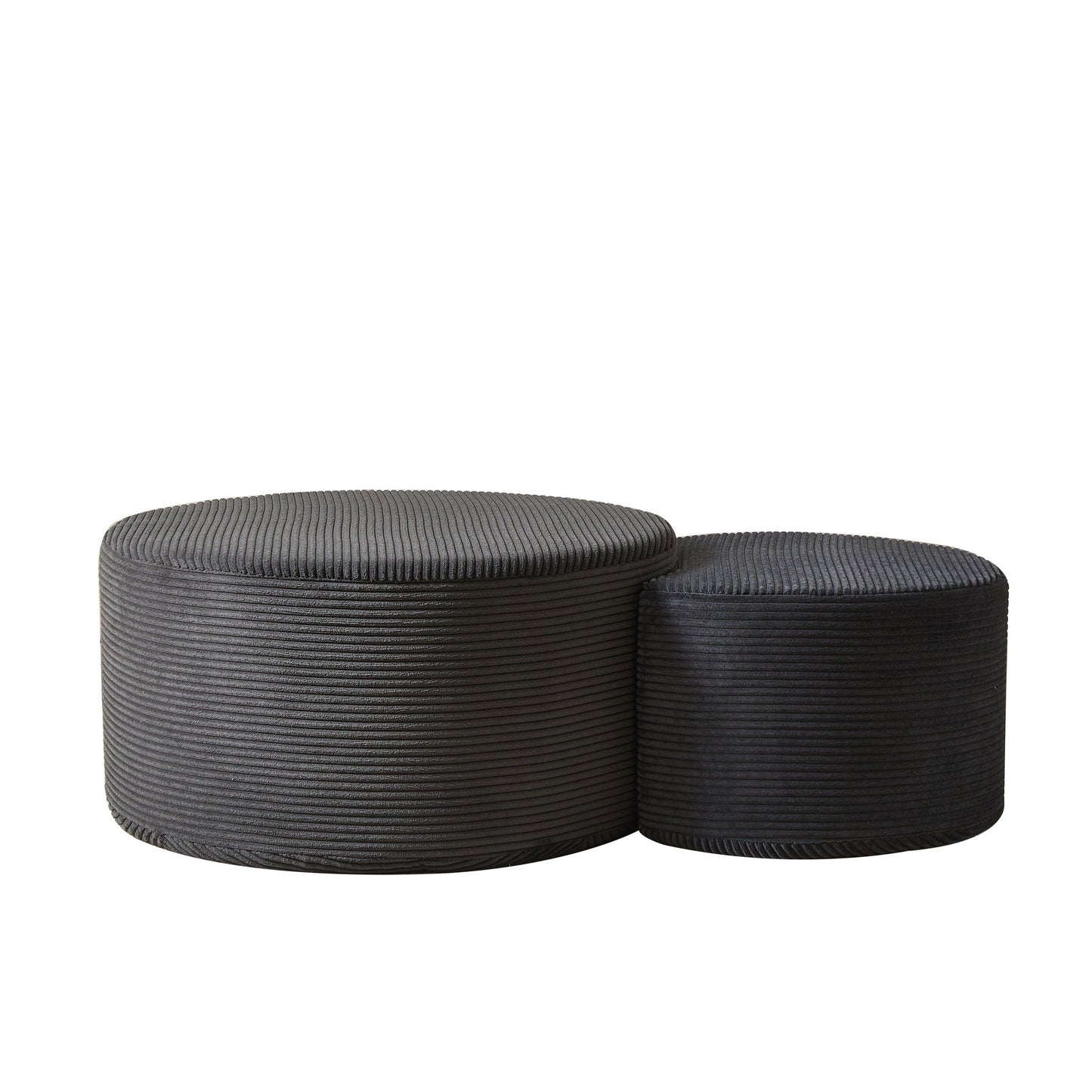 Modern Upholstered Round Coffee Table For Living Room (Set of 2)