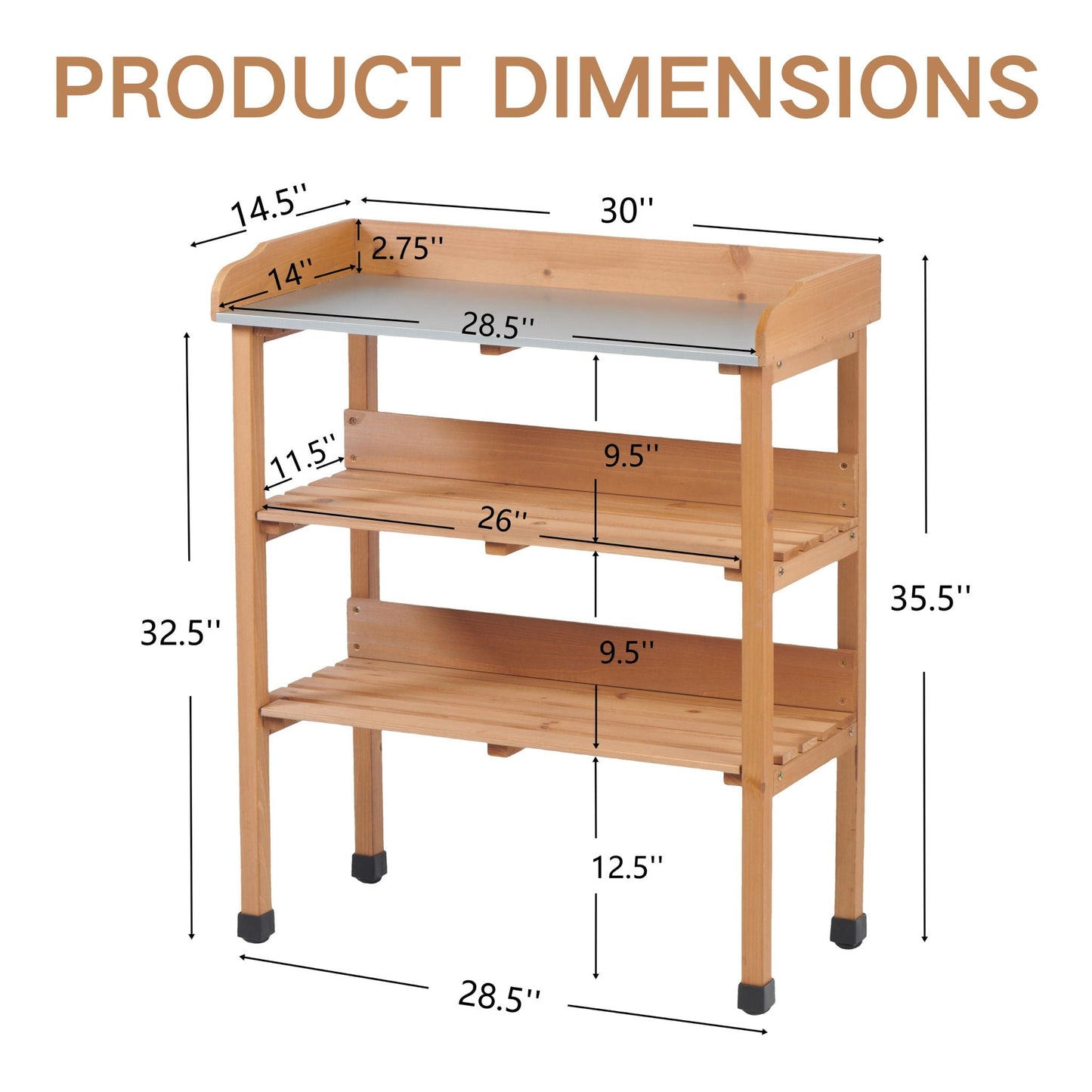 Outdoor Potting Table, 3 Tier Workbench