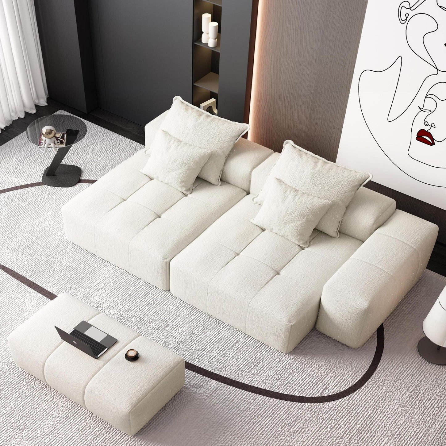 Modern Oversized DIY Combination Modular Sectional Sofa With Pillows