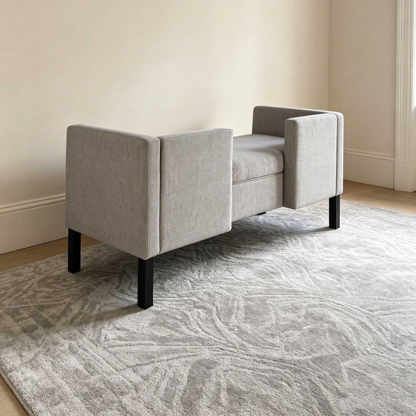 Upholstered Ottoman With 2 Bolster Pillows For Living Room - Gray