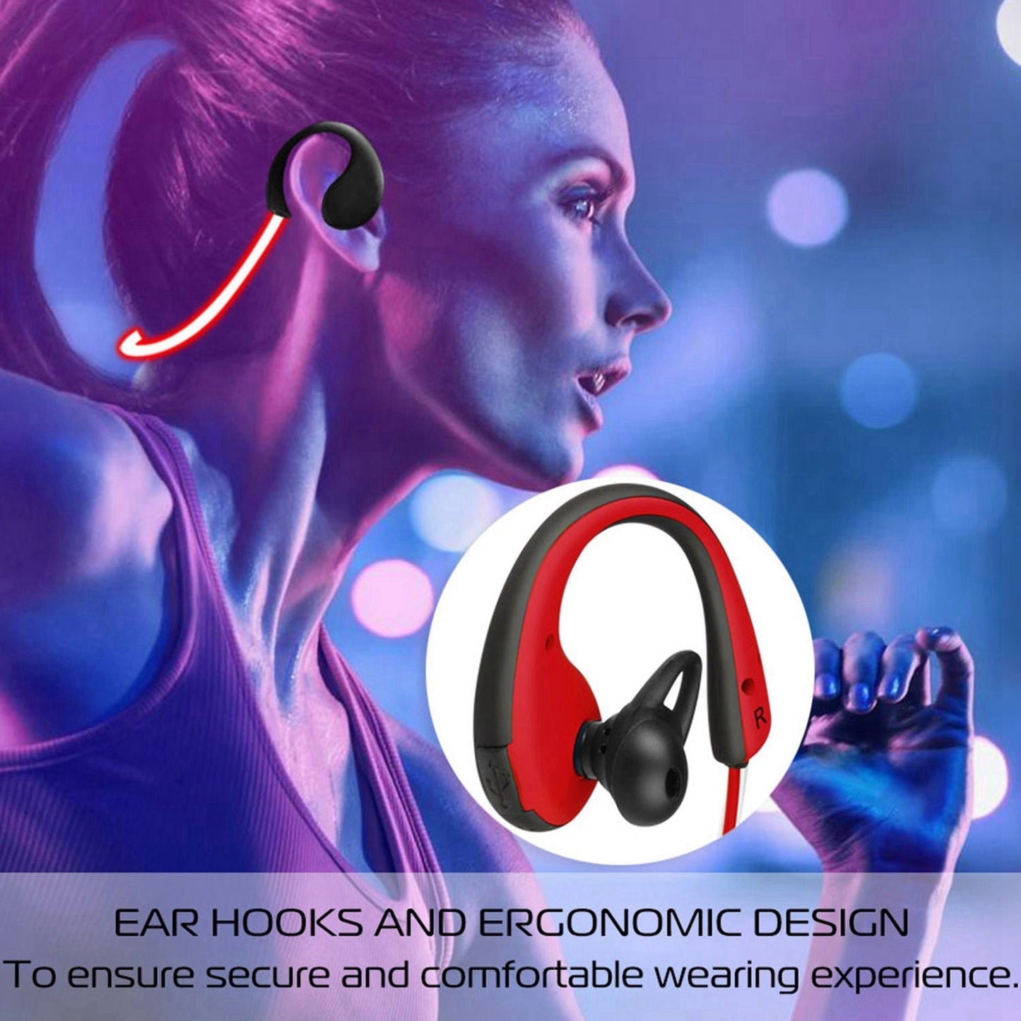 Wireless Sports Headsets Wireless V4.1 Neckband Earphones HD Stereo Sweat-proof Headphones Earbuds w/ LED Light Mic 8Hrs Work Running