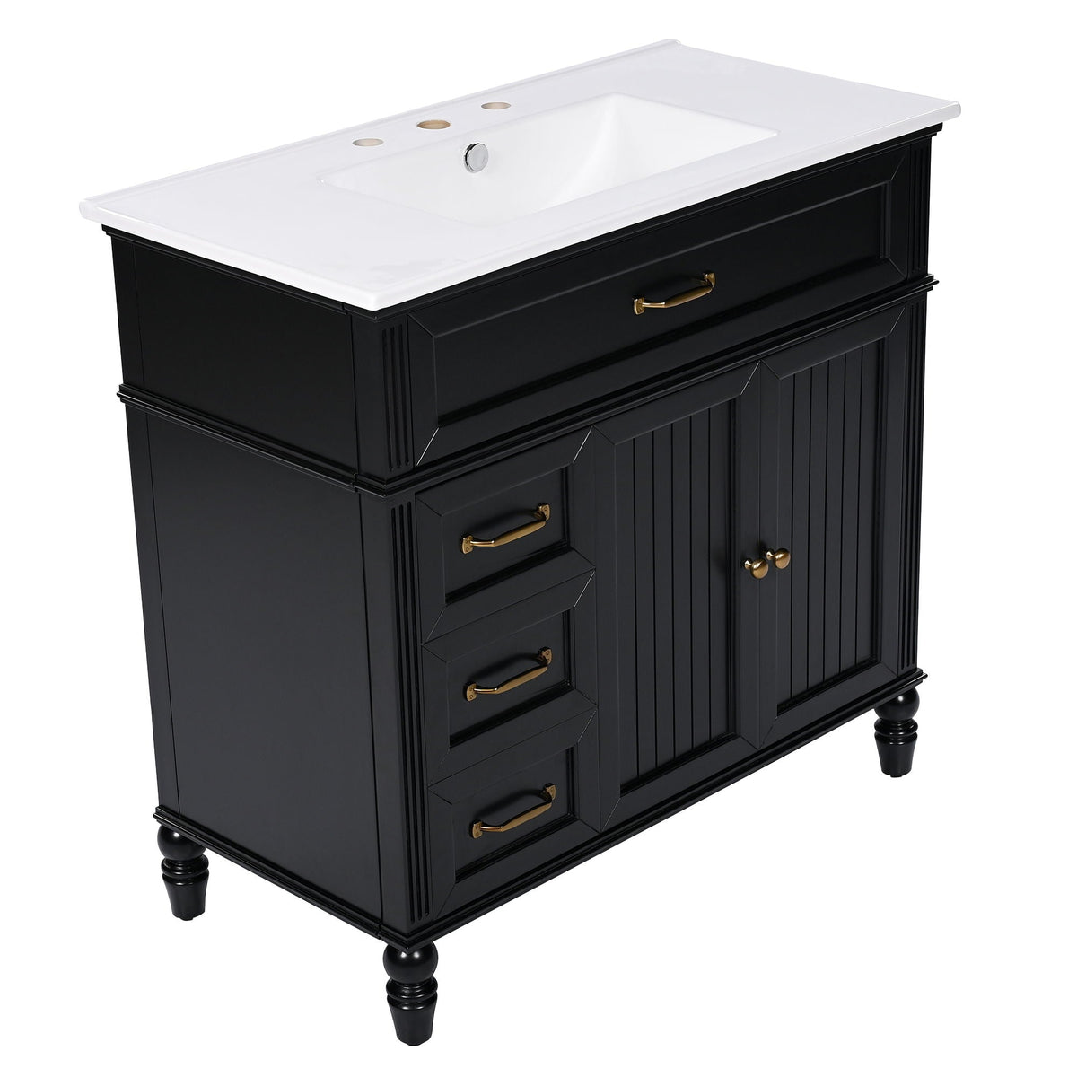 Bathroom Vanity With Sink, Freestanding Cabinet & Drawers