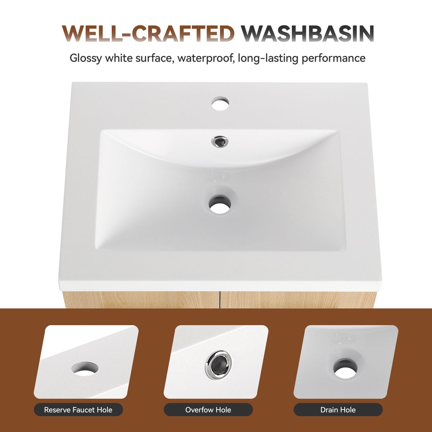 Floating Bathroom Vanity With Sink, Wall Mounted Double Door Storage