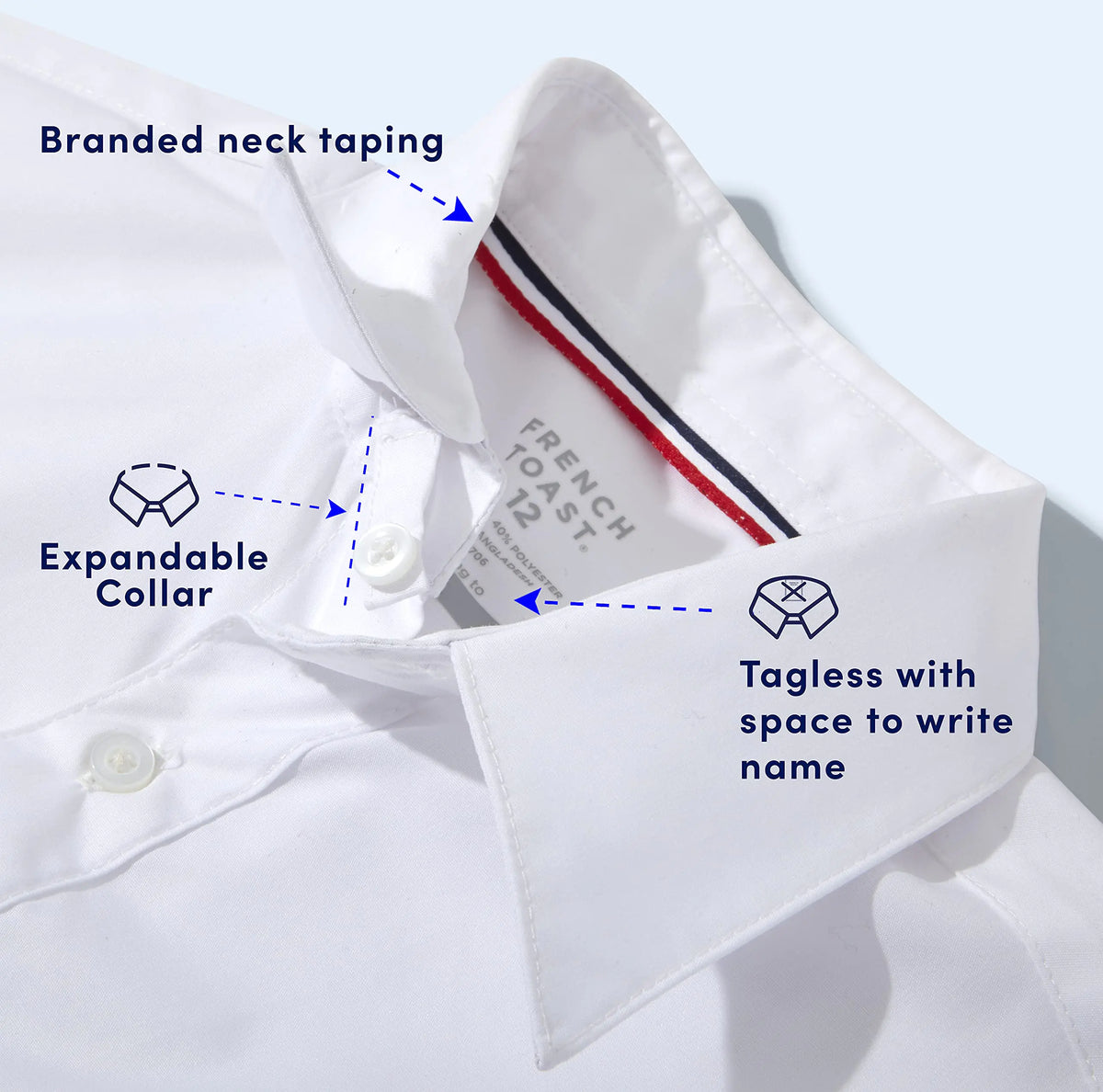 French Toast Boys' Expandable Collar Button Down Dress Shirt with Long Sleeves (Standard & Husky) 3T Light Blue - # BOAA11510004