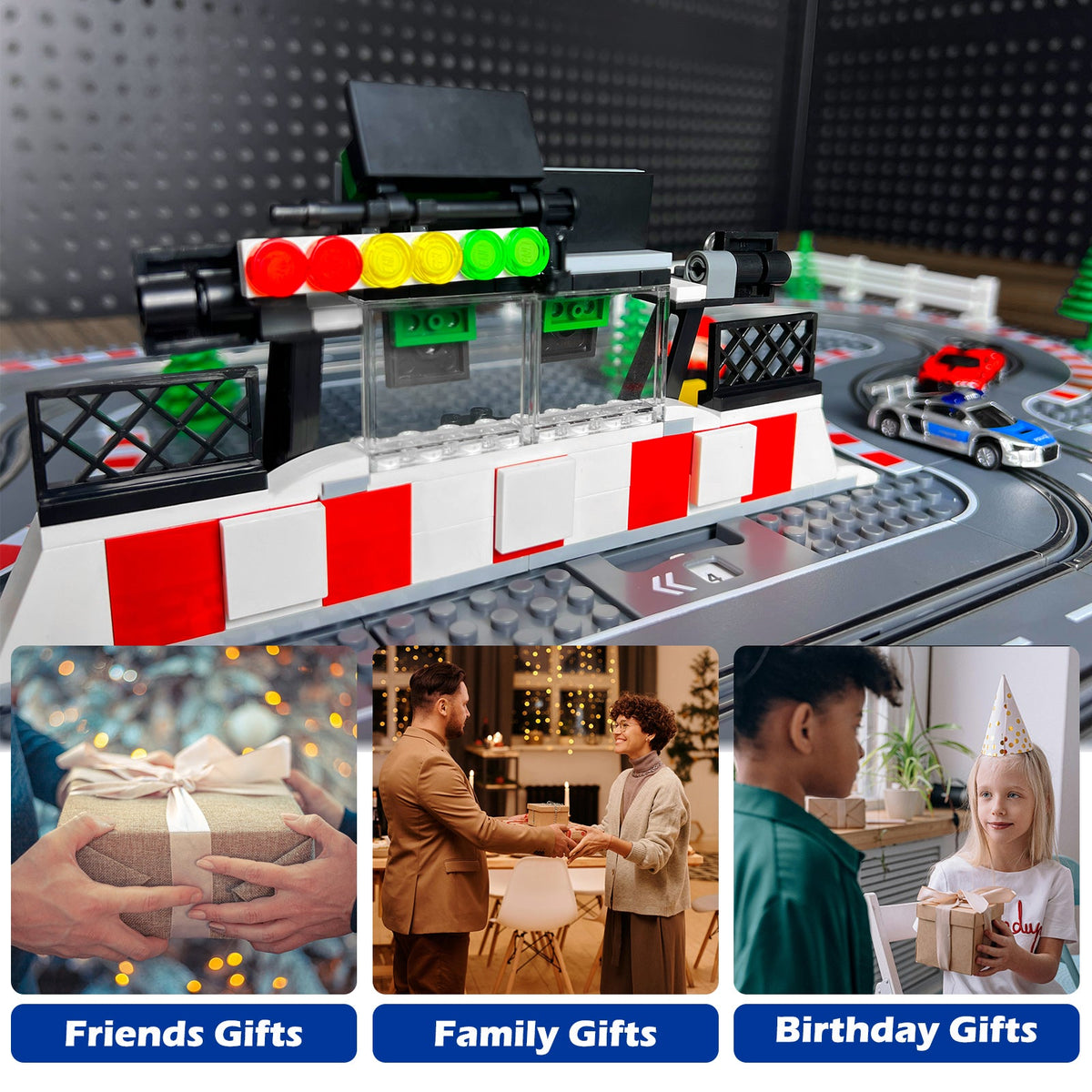 Slot Cars Race Track Sets, with 2 tracks 2 controllers 2 cars, Adjustable Speed, Block Building Slot Car Race Set, Christmas present,Toys Gifts - 04