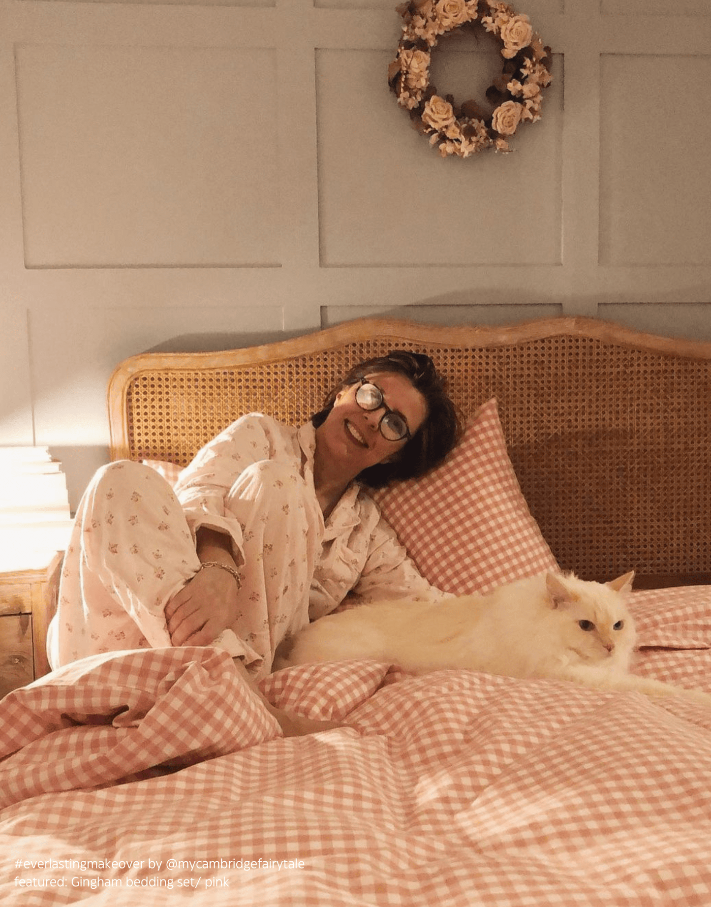 Gingham Bedding Set / Pink