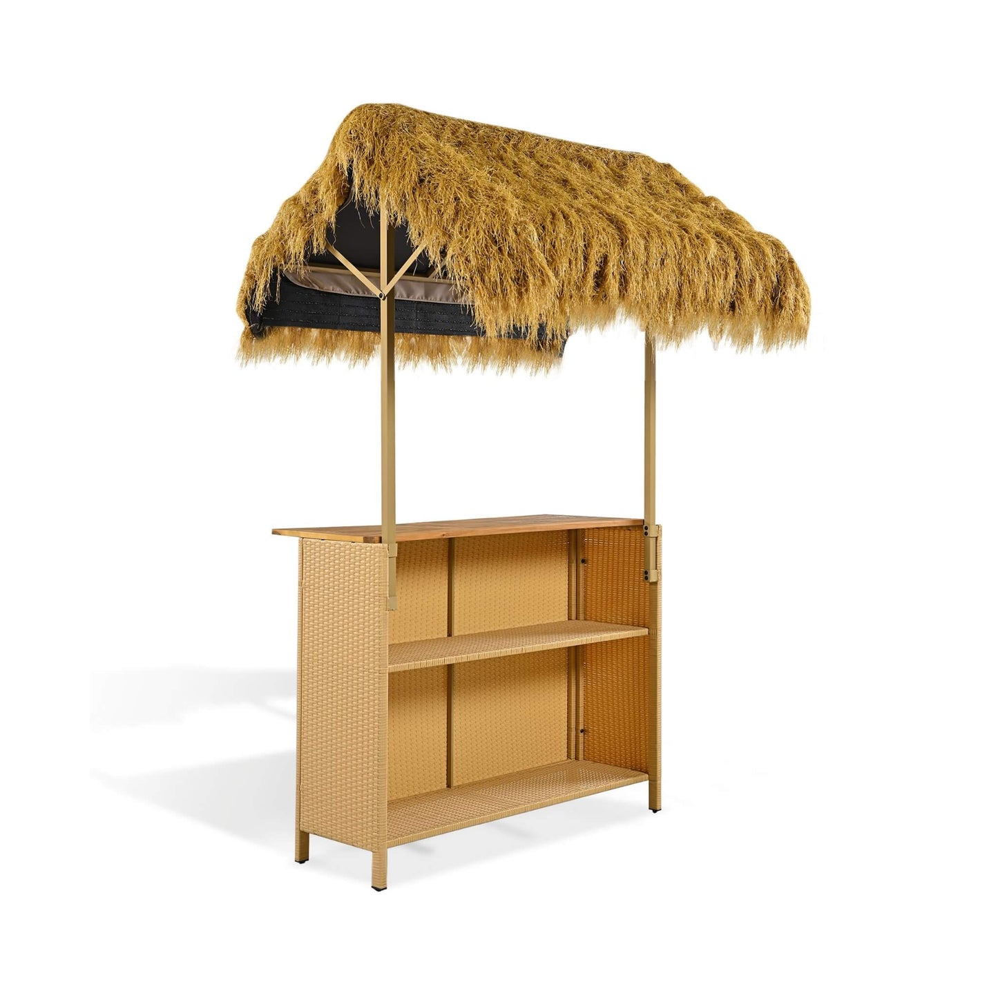 Alora 3-Piece Hawaiian Bar-Height Patio Set With Grass Canopy And Stools (SAK63047)