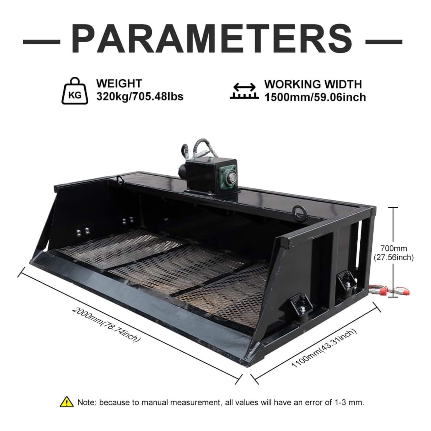 Heavy-Duty 60-Inch Topsoil Screening Skid Steer Bucket Attachment (SAK10294)