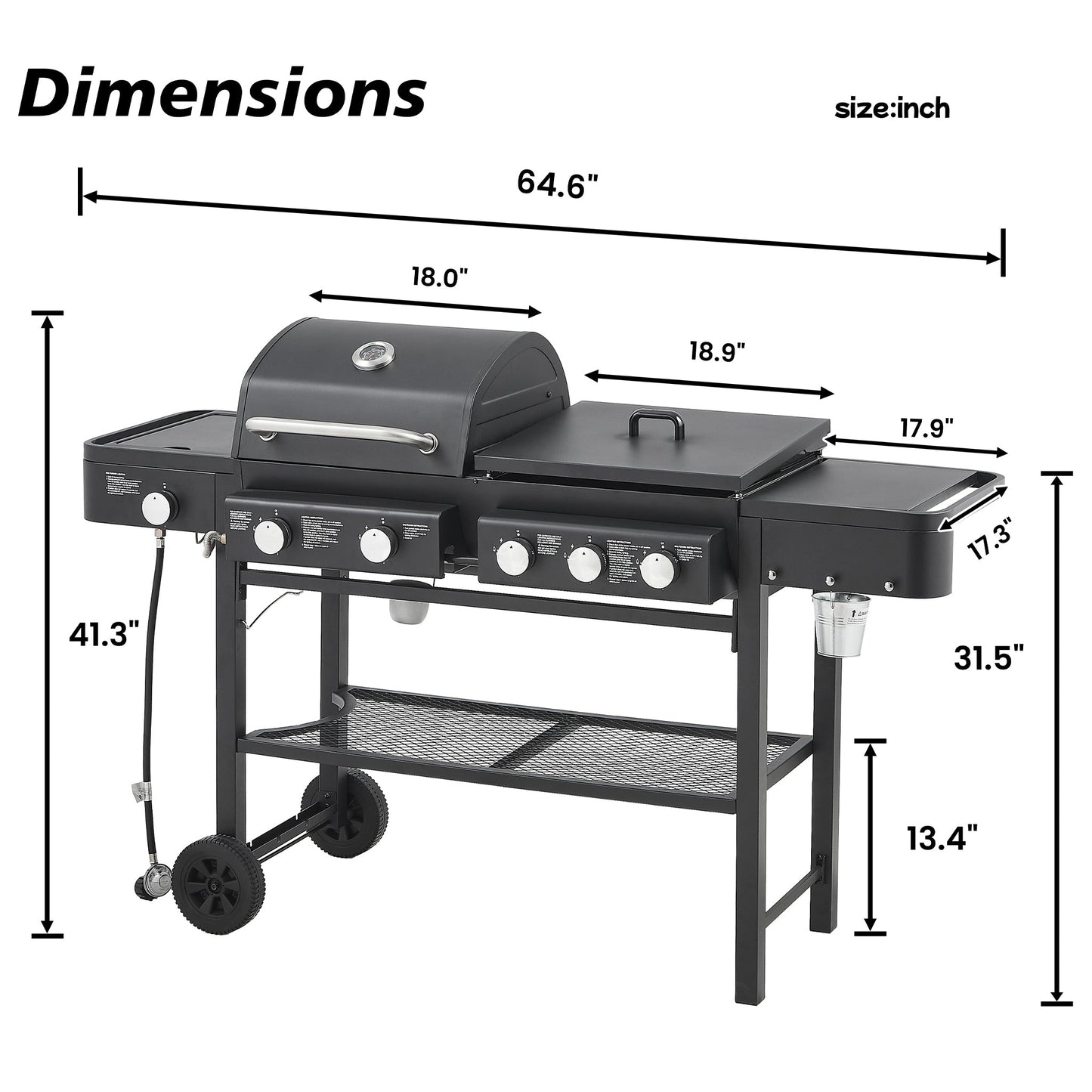 Castelle Flame Heavy-Duty All-In-One Outdoor 5-Burner 56K BTU Liquid Propane Grill (SAK57124)