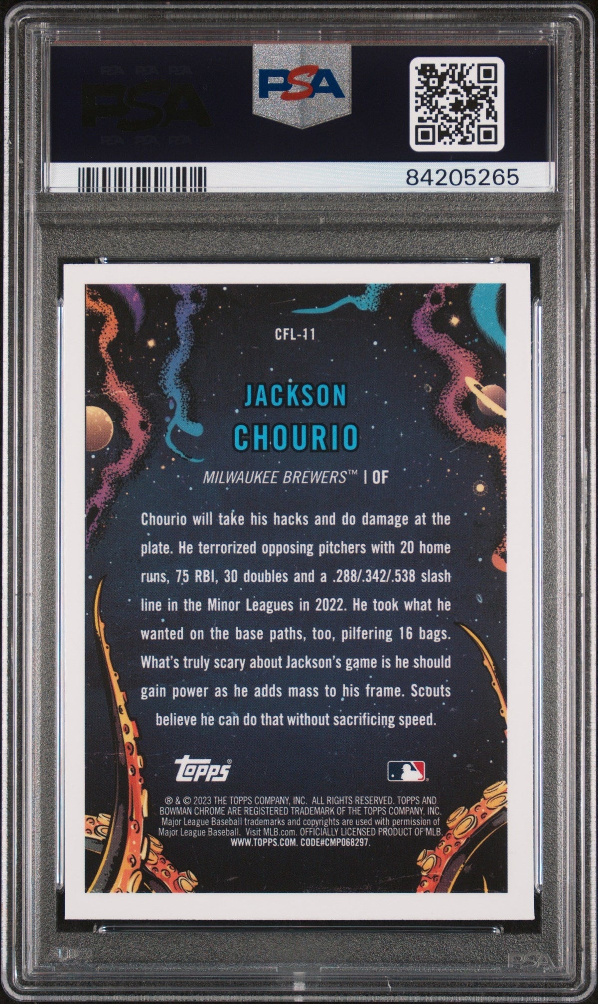 Graded 2023 Topps Bowman Chrome Jackson Chourio #CFL11 It Came For The League Rookie RC Baseball Card PSA 10 Gem Mint