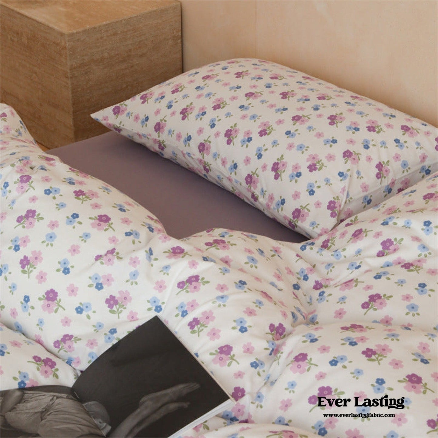 Jersey Knit Cotton Floral Bedding Set / Pink
