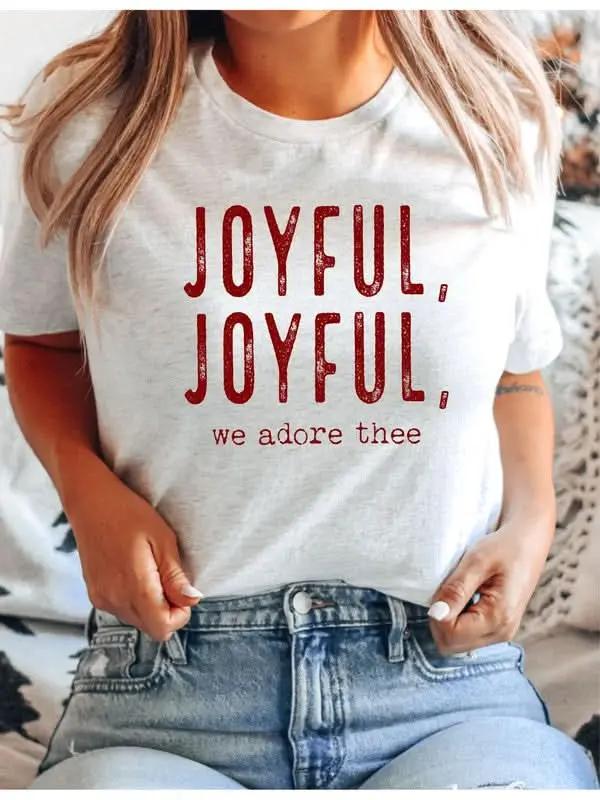 Short Sleeve T-Shirt Short Sleeve Tee - Joyful Graphic Casual
