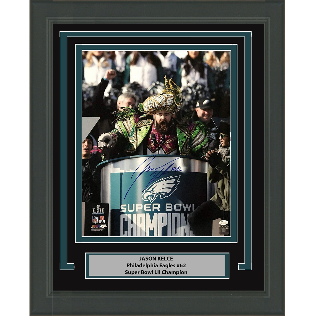 Framed Autographed/Signed Jason Kelce Super Bowl Parade Speech Mummers Philadelphia Eagles 16x20 Football Photo PSA/DNA COA