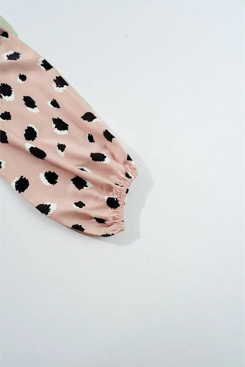 Tops/Blouses & Shirts Love Salve Khaki Leopard V-Neck Women's Blouse Casual Top, Bracelet Sleeves
