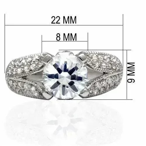 LO2077 - Rhodium Brass Ring with AAA Grade CZ in Clear