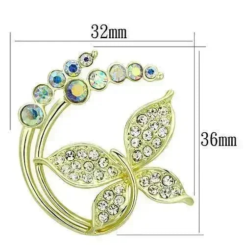 LO2861 - Flash Gold White Metal Brooches with Top Grade Crystal in