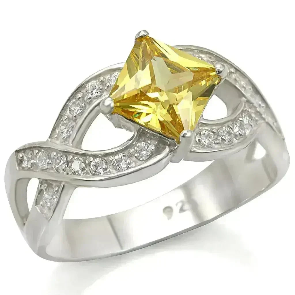 LOS475 - Silver 925 Sterling Silver Ring with AAA Grade CZ in Topaz