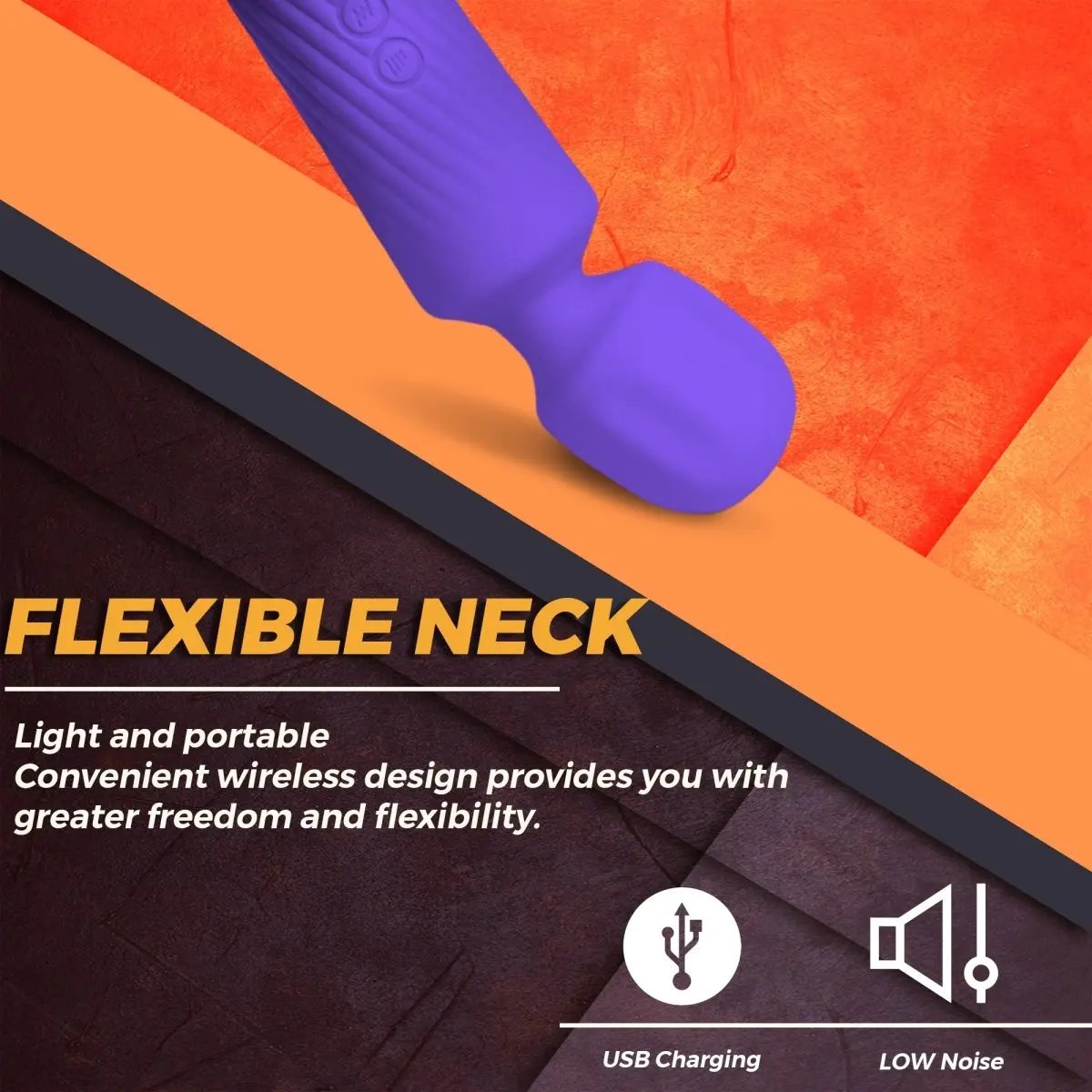 3 Colors Rechargeable 20 Speed Handheld Massager Vibrator Wand Vibrating Massager