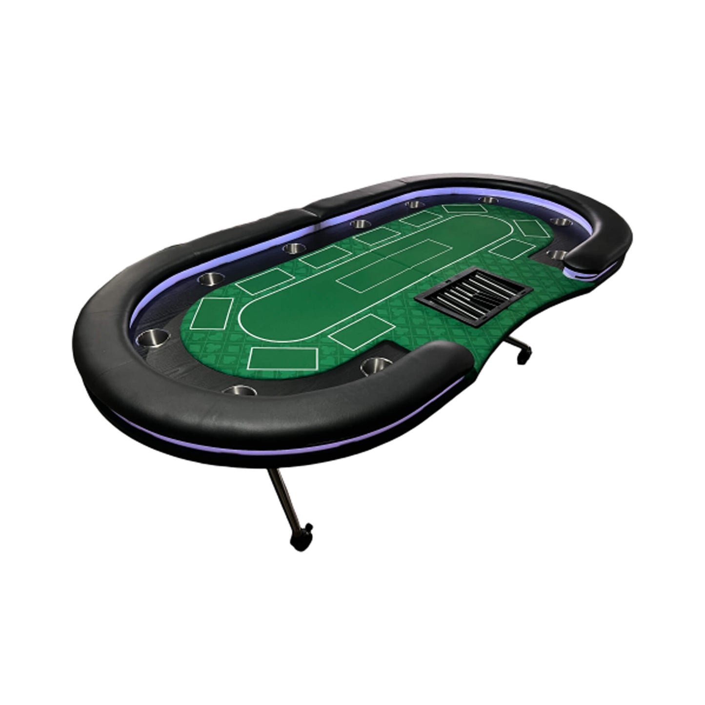 Luxury 94-Inch Foldable 10 Player Poker Table With LED, Wheels And Cup Holders (SAK24897)