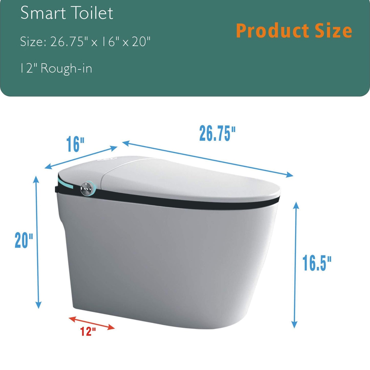 Nuvia Luxury Smart Toilet With Built-In Auto Open And Close Bidet Seat, Foot Sensor, LED Display And Night Light (SAK31256)