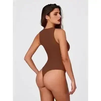 Crew Neck Sleeveless Bodysuit | Snap Closure Stretch Fit -femstylo