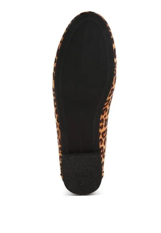 Shoes Rag Company Meopa Horsebit Studs Leopard Print Loafers for Women - Elegant Footwear