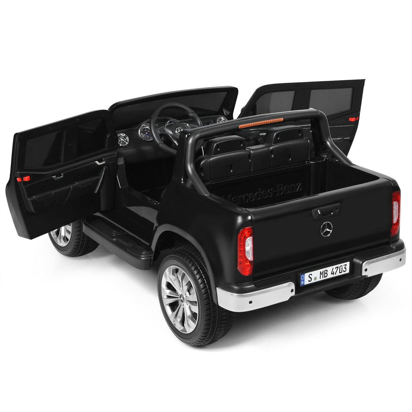 Mercedes Benz Licensed X Class RC 2-Seater 12V Kids Ride On Car with Trunk in Black
