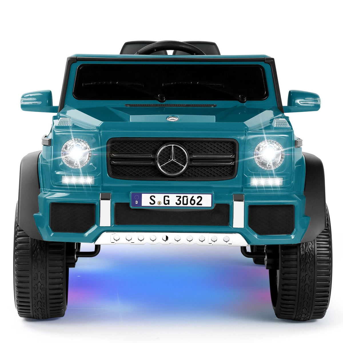 Mercedes-Benz Toy Truck Ride-On Car for Kids with LED Lights, Music, and Remote Control - 12V Blue Battery Powered