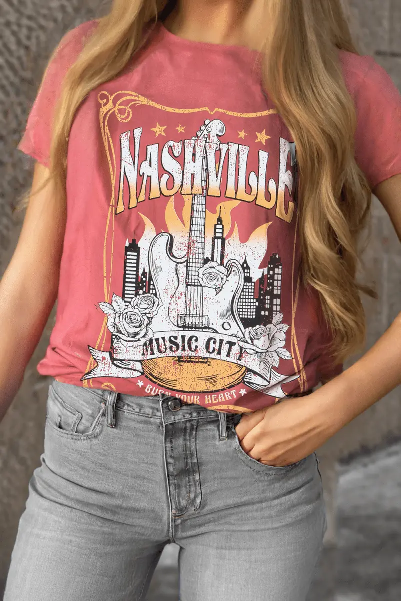 Pants Love Salve Mineral Red Nashville Graphic Tee Unisex Casual Fashion Top