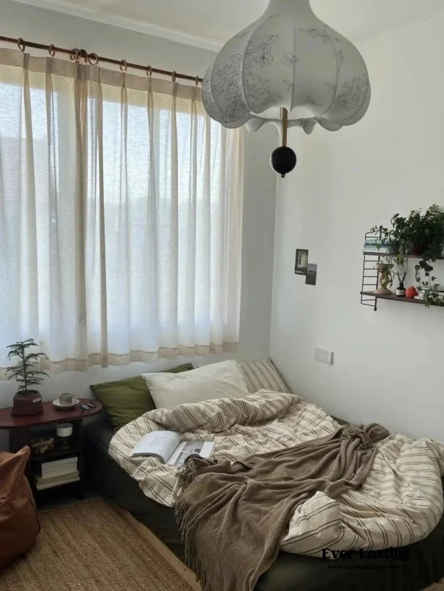 Minimal Vintage Stripe Bedding Set / Olive Green