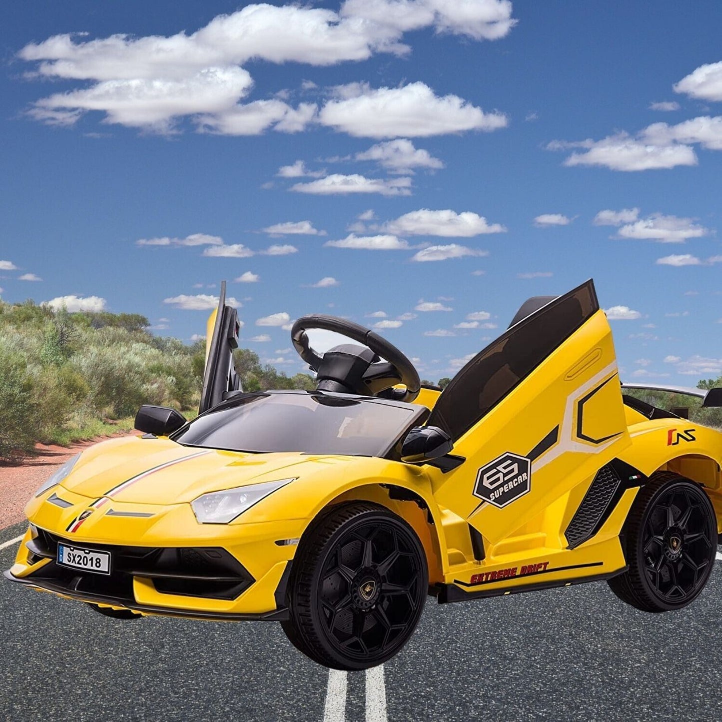 Premium 12V Electric Ride-On Sports Car with Remote Control, 3 Speeds, Sound Effects, LED Lights, and MP3 Compatibility
