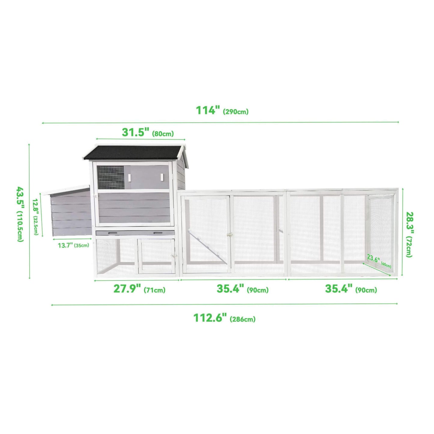 Large Heavy-Duty 113-Inch Outdoor Anti-UV Waterproof Wooden Chicken Coop Hen House (SAK32684)