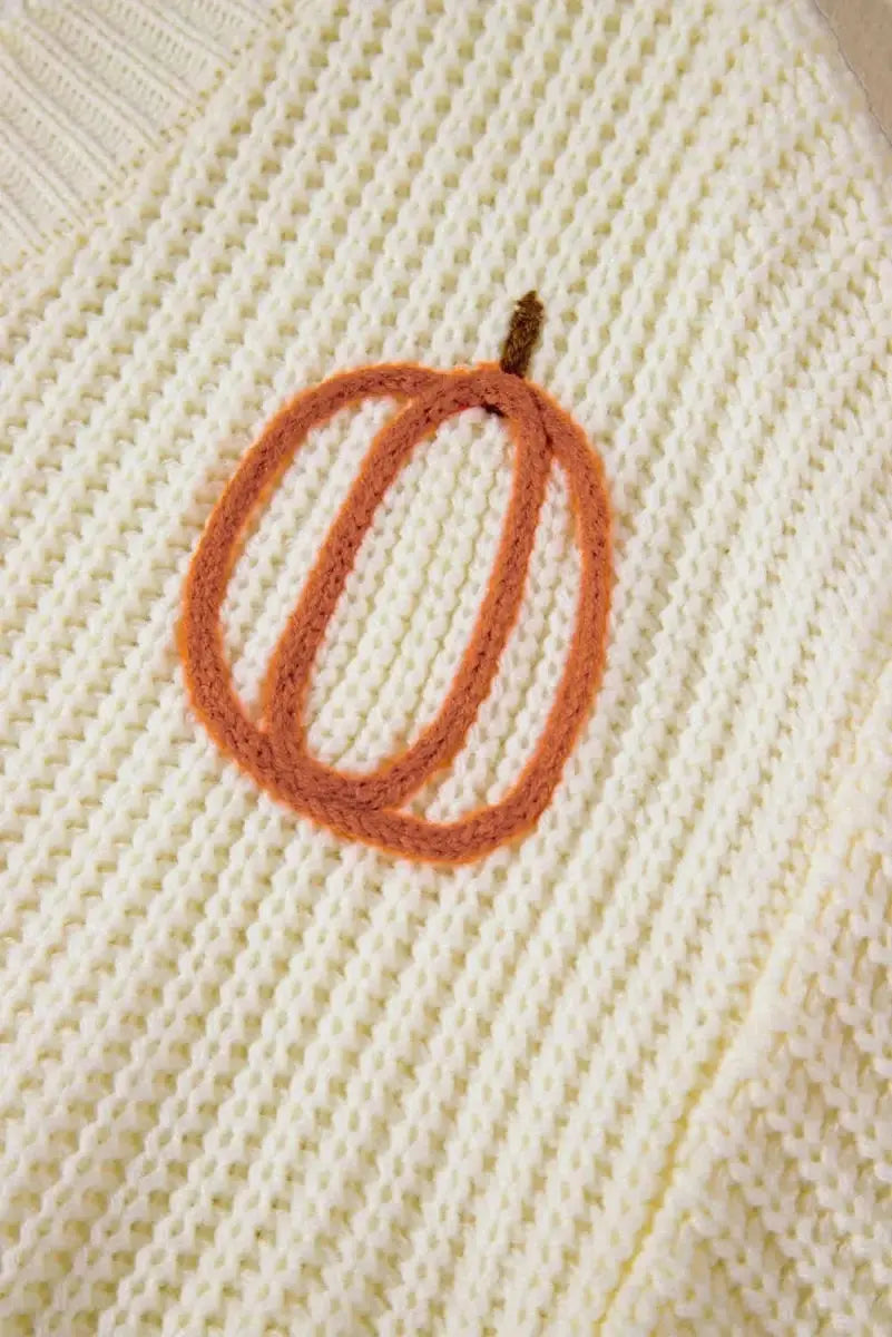 Sweaters Trendsi Raw Hem Pumpkin V-Neck Women's Fall Sweater - Cozy & Trendy