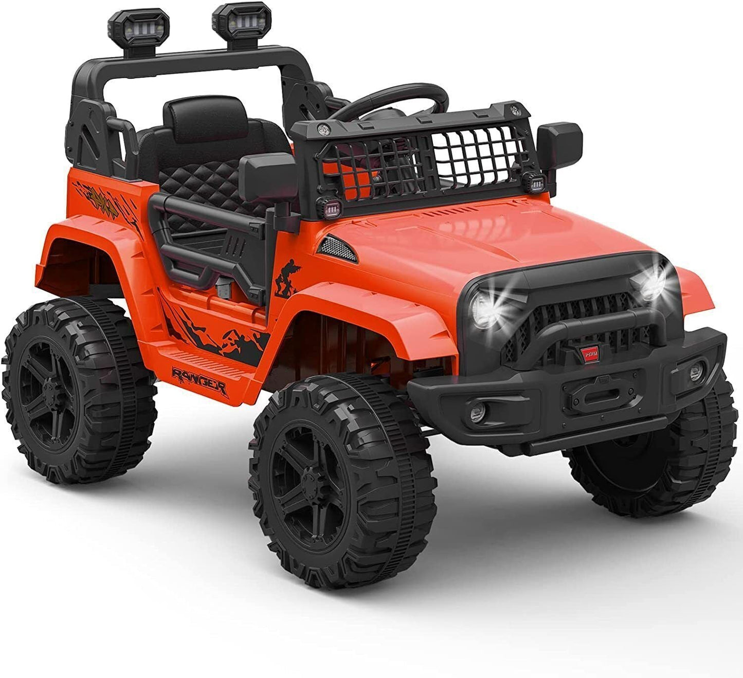 Red Electric Ride-On Car with Remote Control for Kids - 12V, LED Lights, MP3 Player, 1 Seat