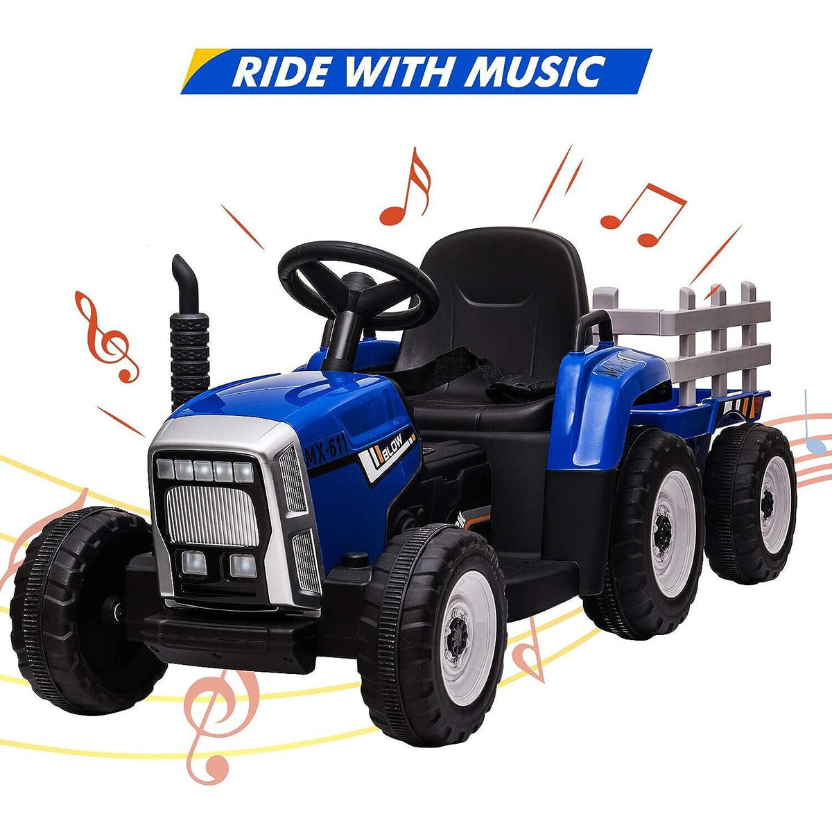 Ride in Style: 12V Tractor Trailer Toy Car with Remote Control and MP3 Player for Kids