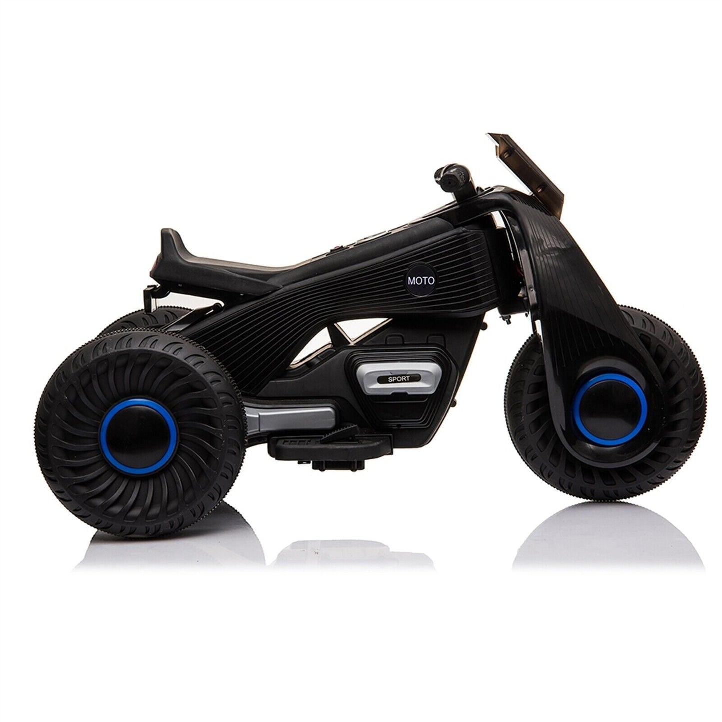 Black 3-Wheel Double Drive Electric Motorcycle for Kids