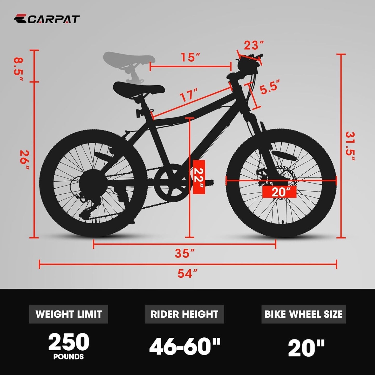 20-Inch 7-Speed Kids’ Mountain Bike for Boys and Girls Ages 7-12