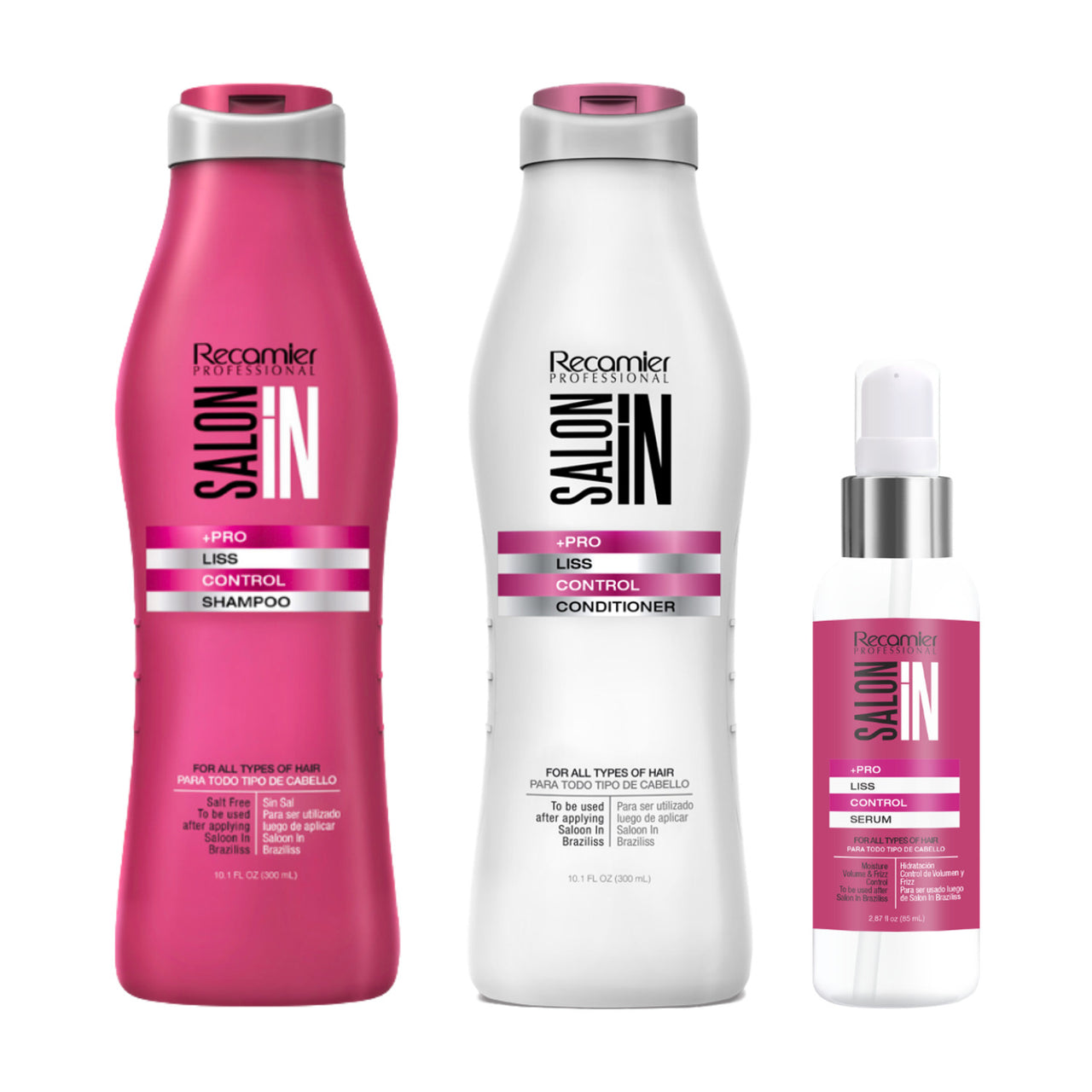 Salonin Liss Control 3-Piece Set – Shampoo & Conditioner 10.1 oz + Serum 1.69 oz