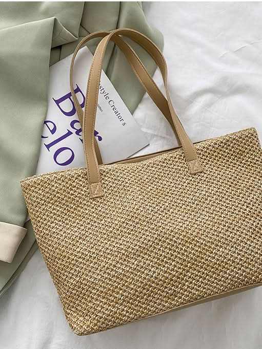 Accessories Trendsi Woven Tote Bag Women's Solid Color Versatile Handbag, Stylish & Functional