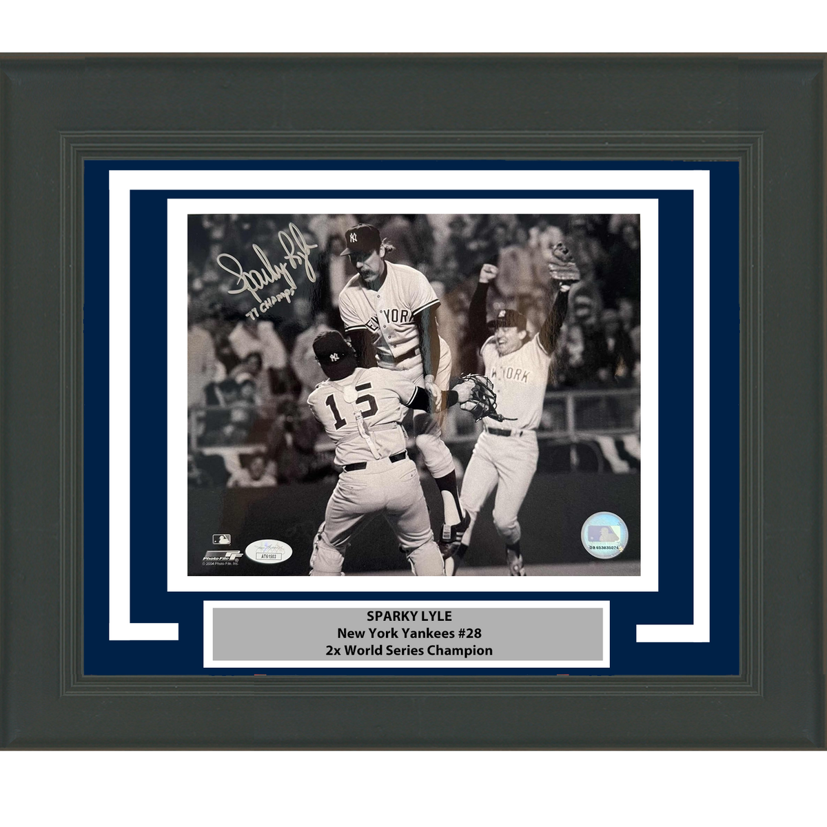 Framed Autographed/Signed Sparky Lyle New York Yankees 8x10 Baseball Photo JSA COA