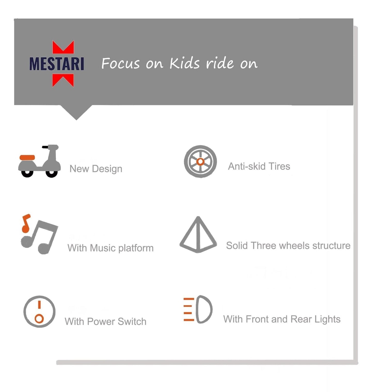 Stable 3-Wheel Electric Tricycle for Kids - Mestari Kids Ride-On Motorcycle with Slow Speed Control