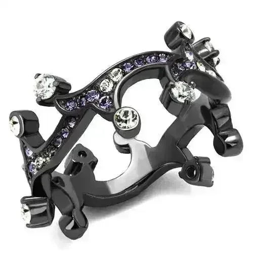 TK2780 – IP Light Black (Gun) Stainless Steel Ring with AAA CZ Stone