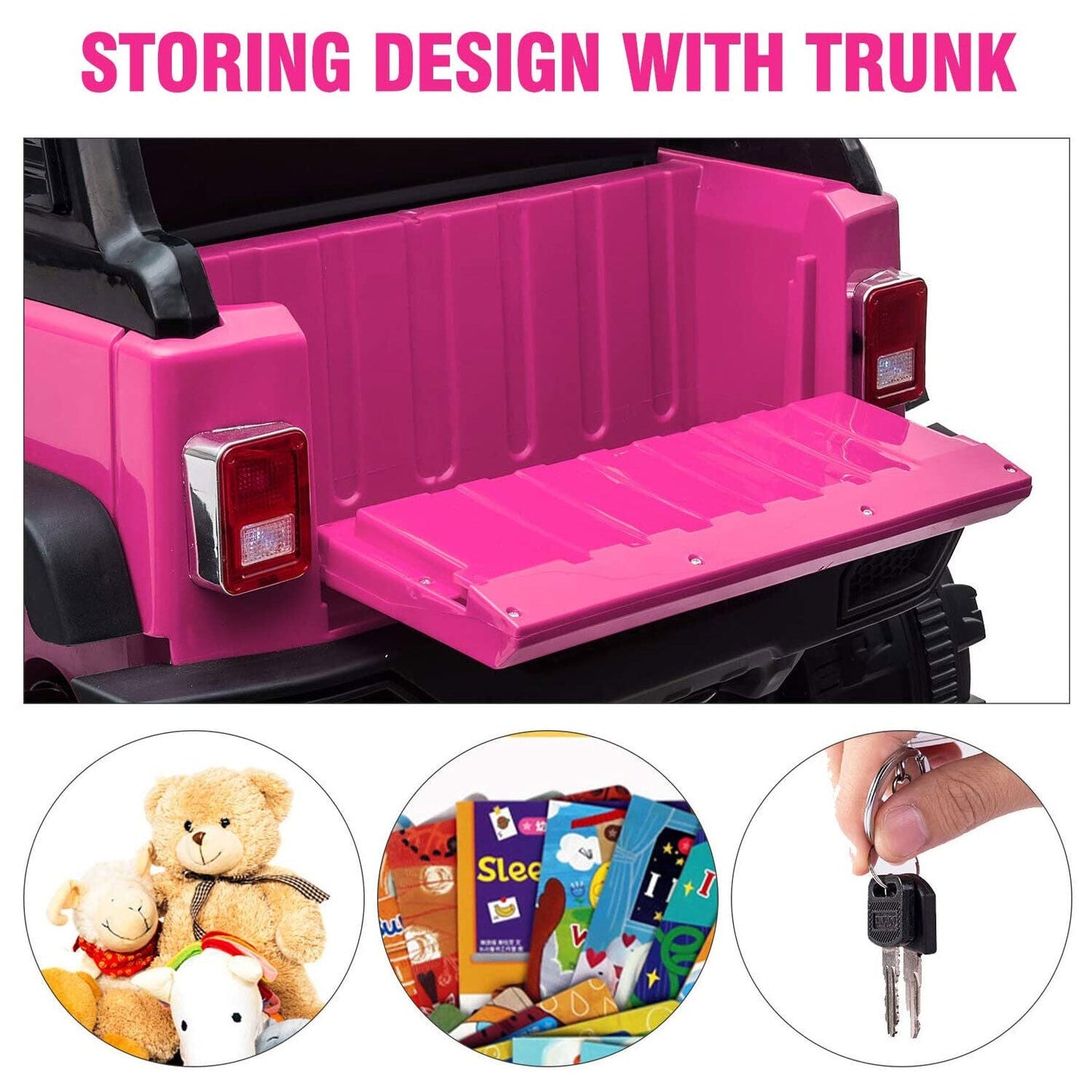 TOBBI 12V Kids Electric 2 Speed Jeep Wrangler Ride On Toy - Pink