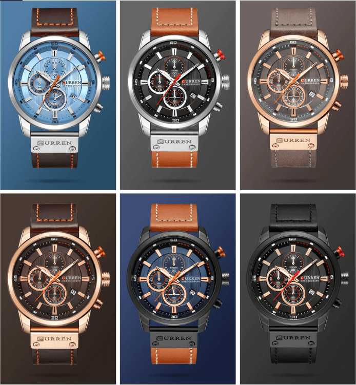 Men's Waterproof Elegant Sport Watch With Chronometers Day View, Leather Belts And Hardlex Scratch Resistant Glass Perfect Gift For Him