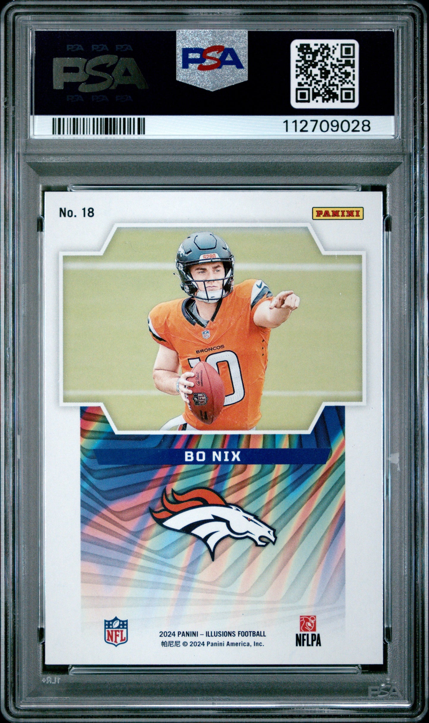 Graded 2024 Panini Illusions Bo Nix #18 Game Magicians Rookie RC Football Card PSA 10 Gem Mint